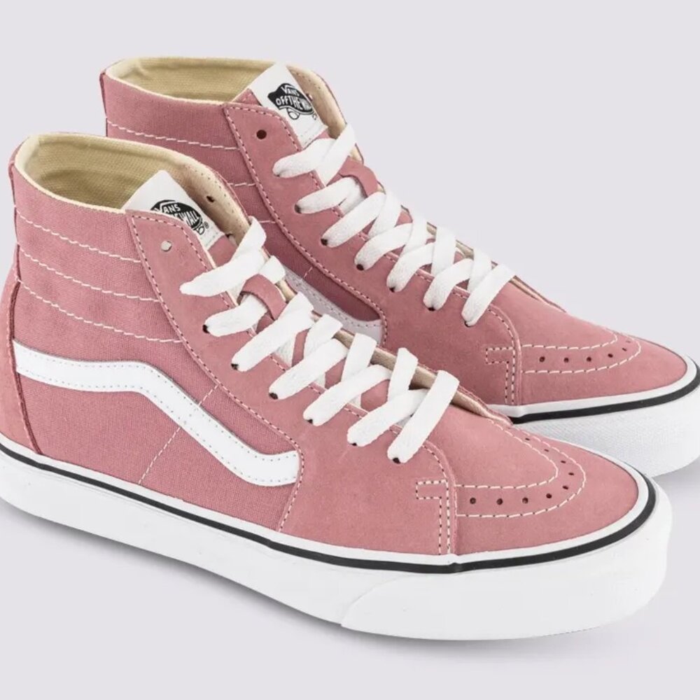 Vans Pink Sk8 Hi Slim Suede High-Top Sneakers